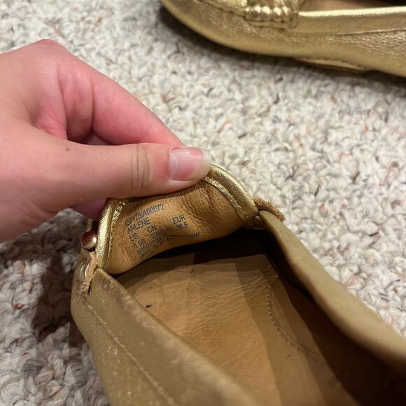 Coach Arlene Gold Metallic Driving Loafers Sz 6.5 B Womens Preppy Glam - Picture 4 of 7